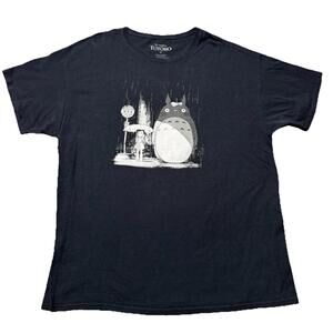 My Neighbor Totoro Rainy Day Bus Stop Ghibli TShirt Black Adult XL Studio Ghibli